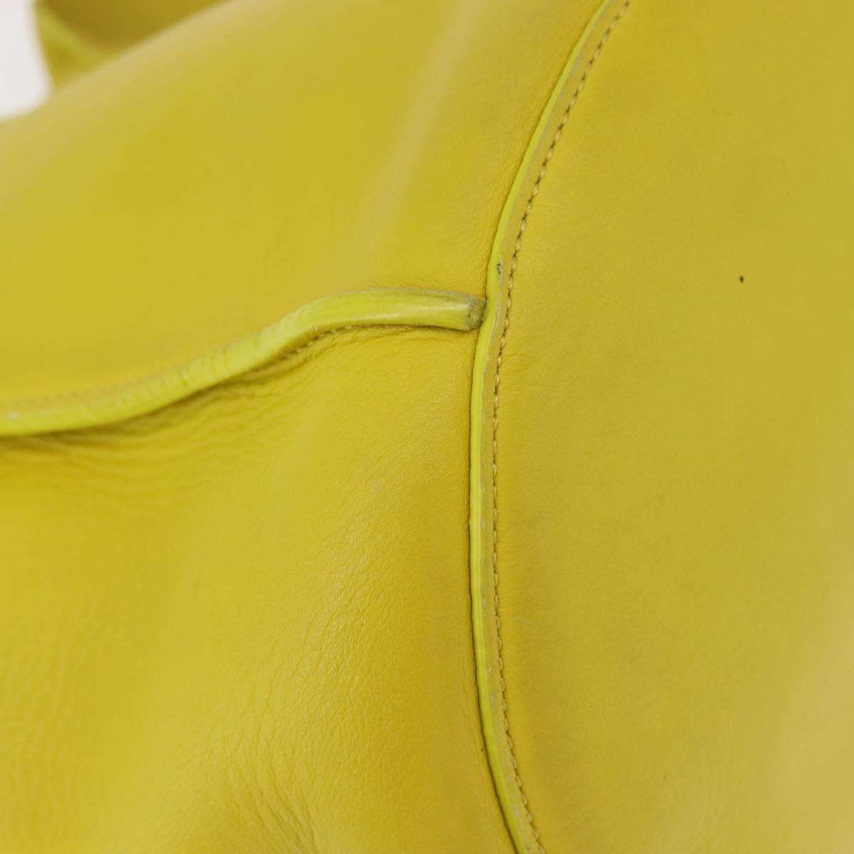 CELINE Big bag Bucket Shoulder Bag Leather Yellow Silver Auth 148918