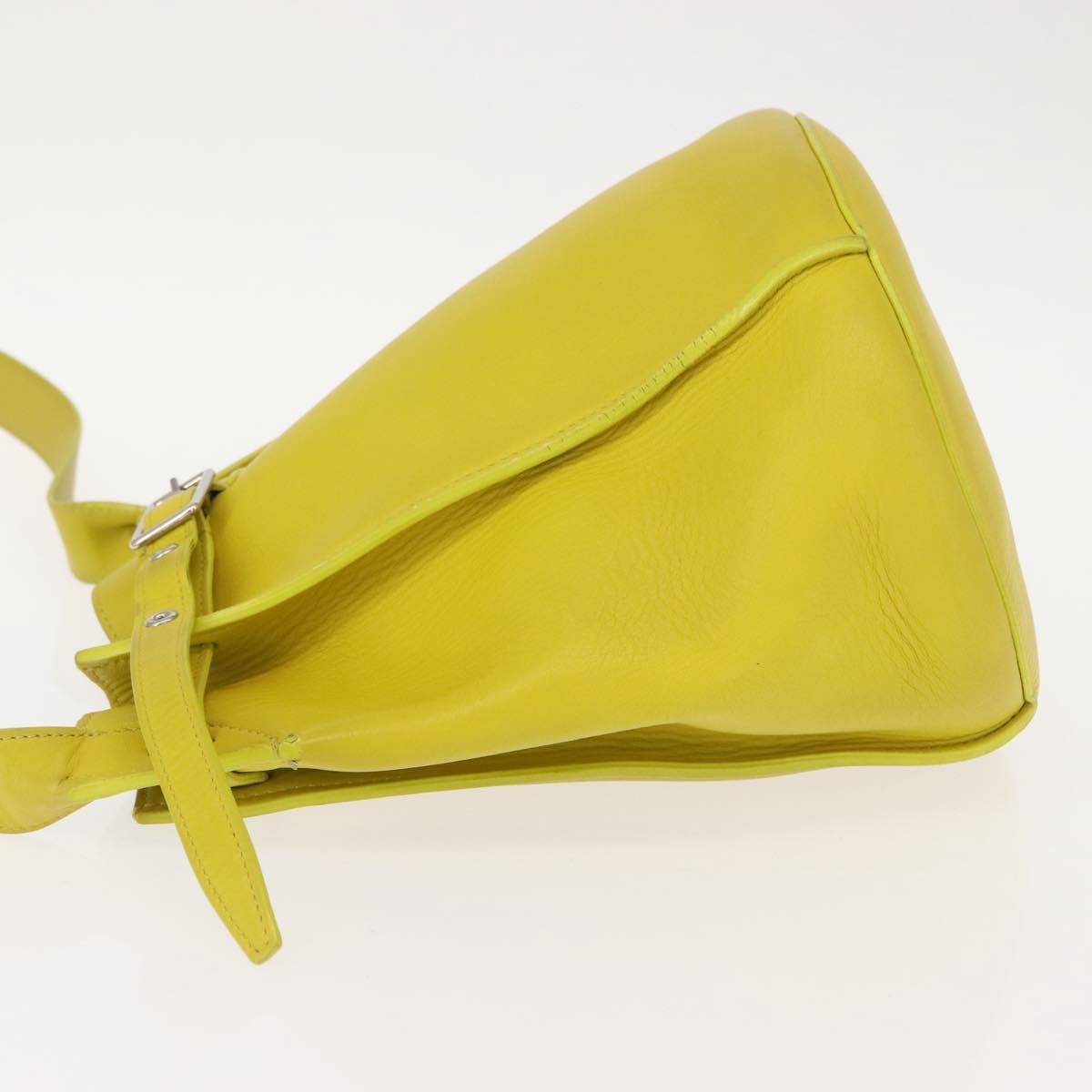 CELINE Big bag Bucket Shoulder Bag Leather Yellow Silver Auth 148918