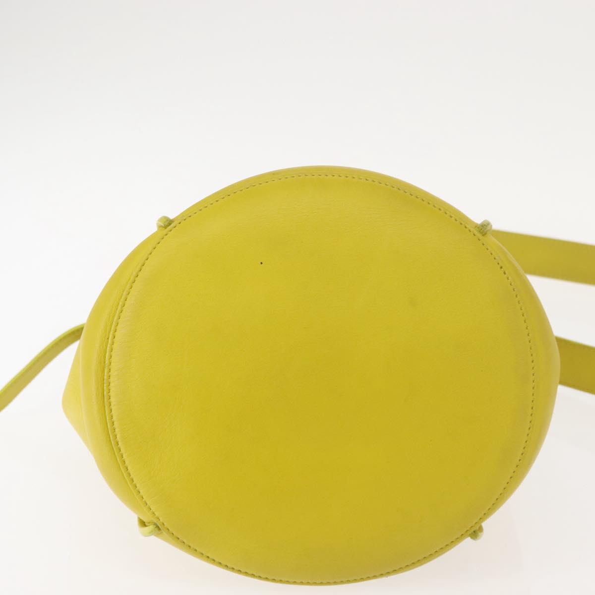 CELINE Big bag Bucket Shoulder Bag Leather Yellow Silver Auth 148918