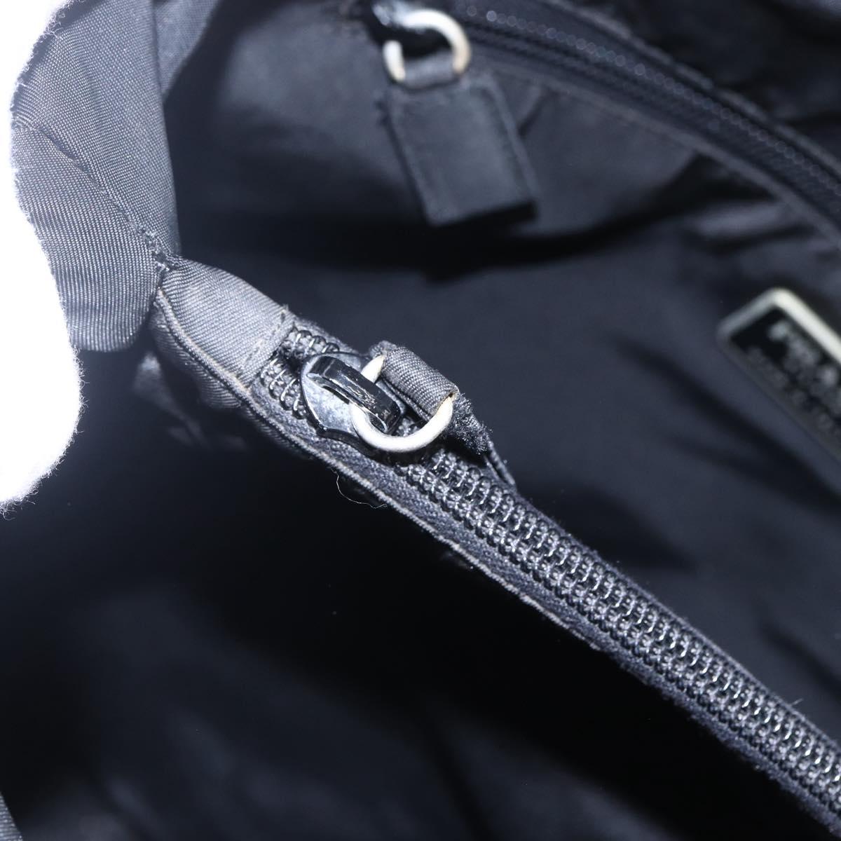 PRADA Hand Bag Nylon Black Silver Auth 148930