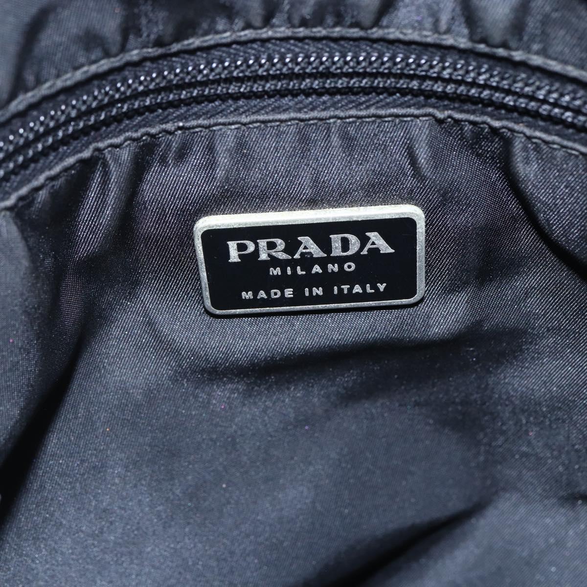 PRADA Hand Bag Nylon Black Silver Auth 148930