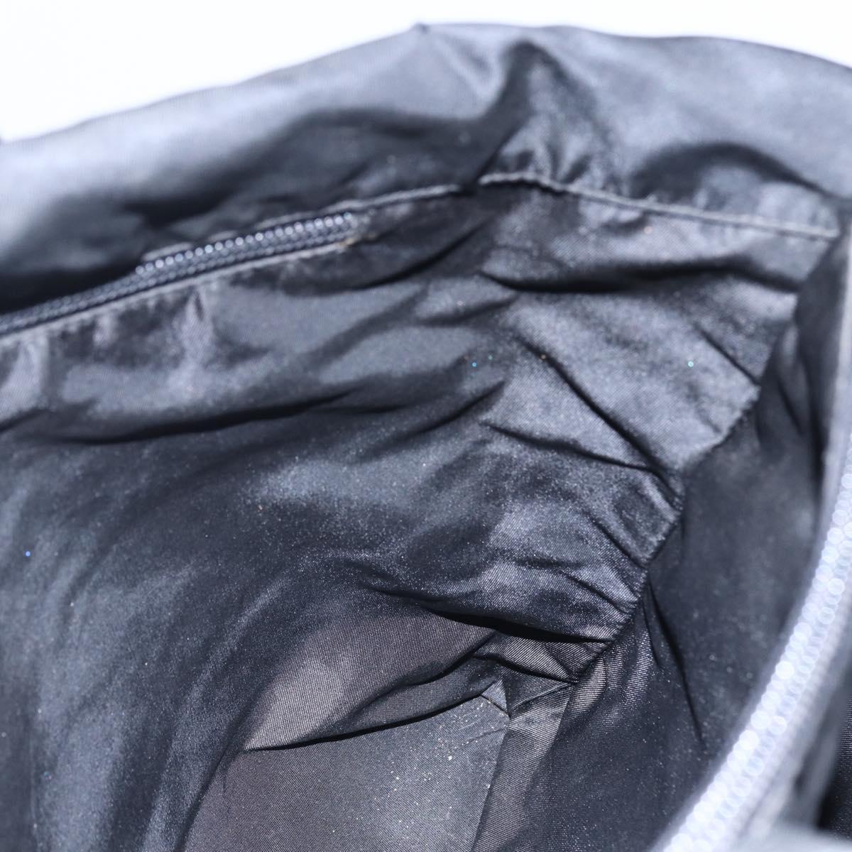 PRADA Hand Bag Nylon Black Silver Auth 148930