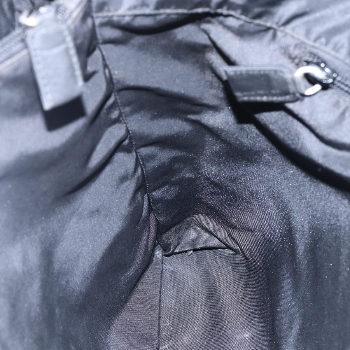 PRADA Hand Bag Nylon Black Silver Auth 148930