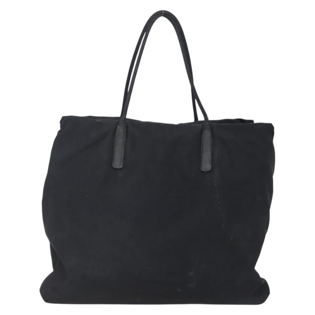 PRADA Hand Bag Nylon Black Silver Auth 148930