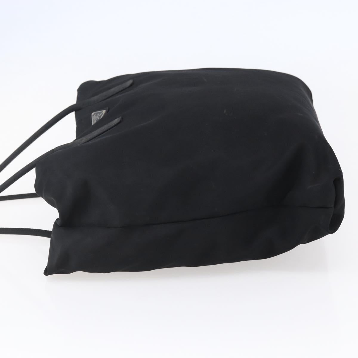 PRADA Hand Bag Nylon Black Silver Auth 148930