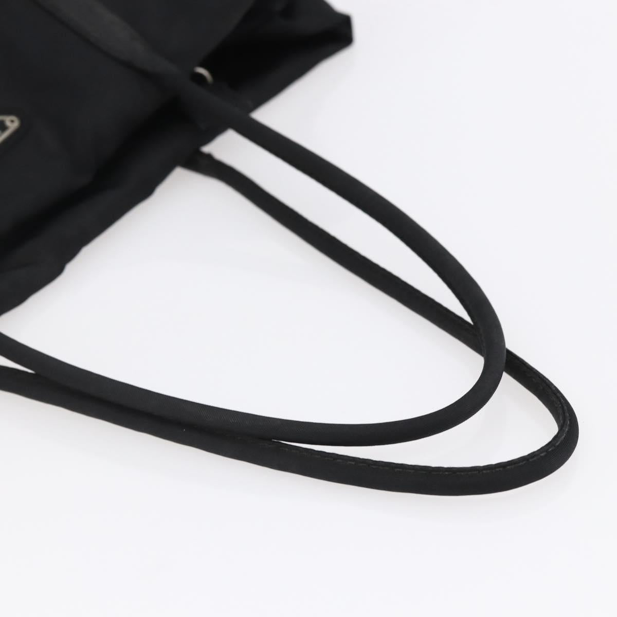 PRADA Hand Bag Nylon Black Silver Auth 148930