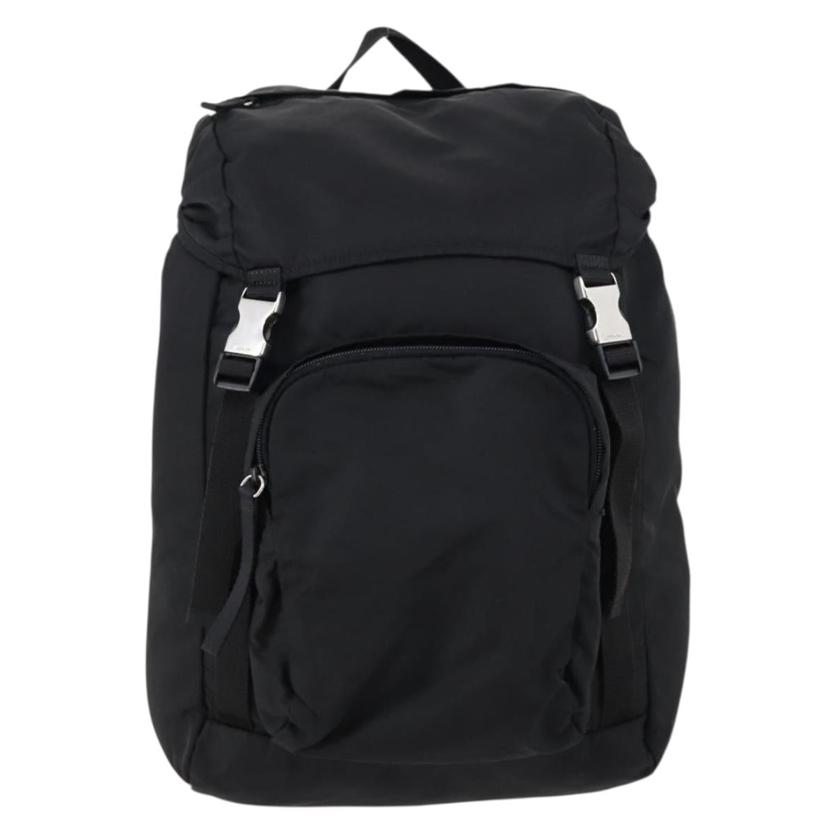 PRADA Backpack Nylon Black Silver Auth 148932