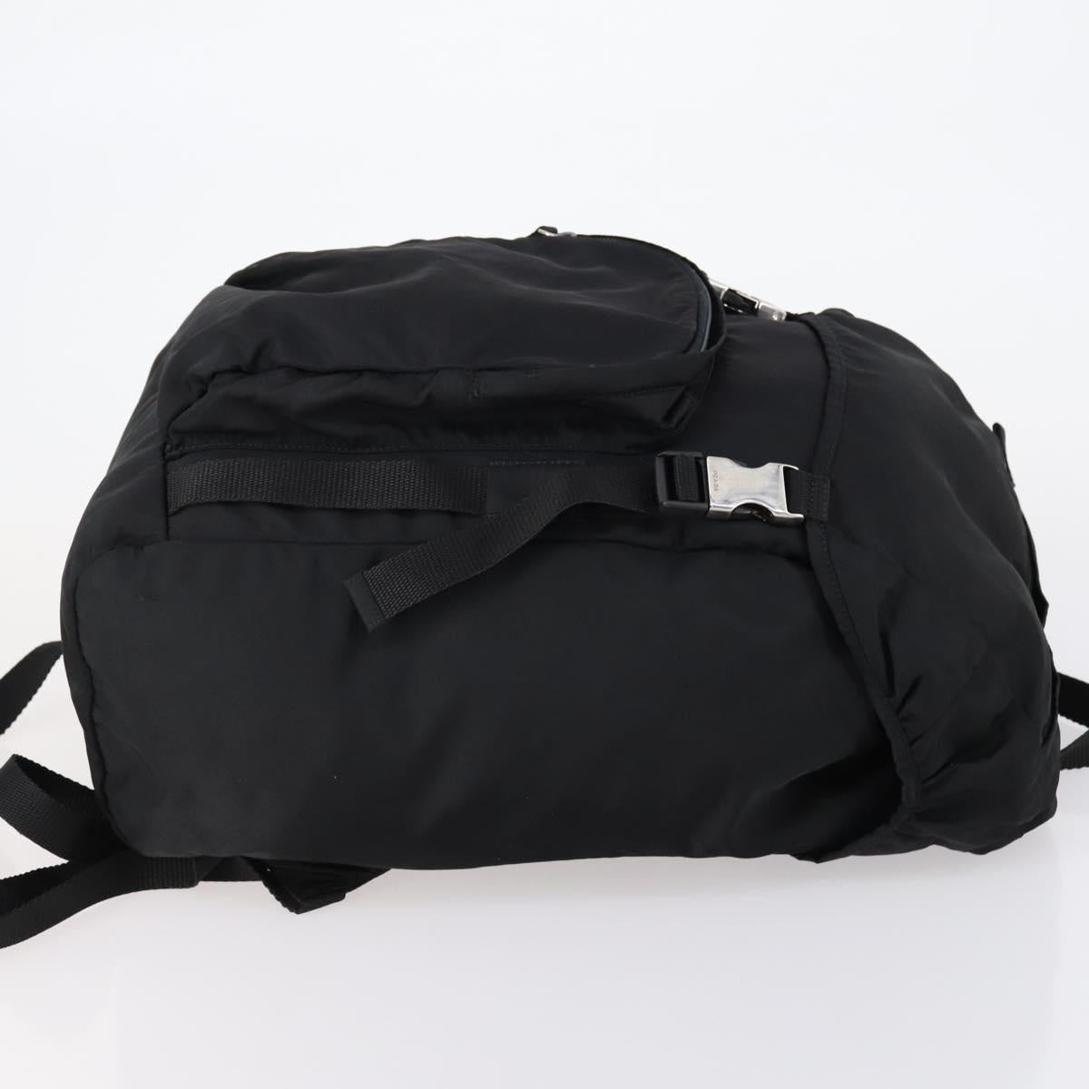 PRADA Backpack Nylon Black Silver Auth 148932