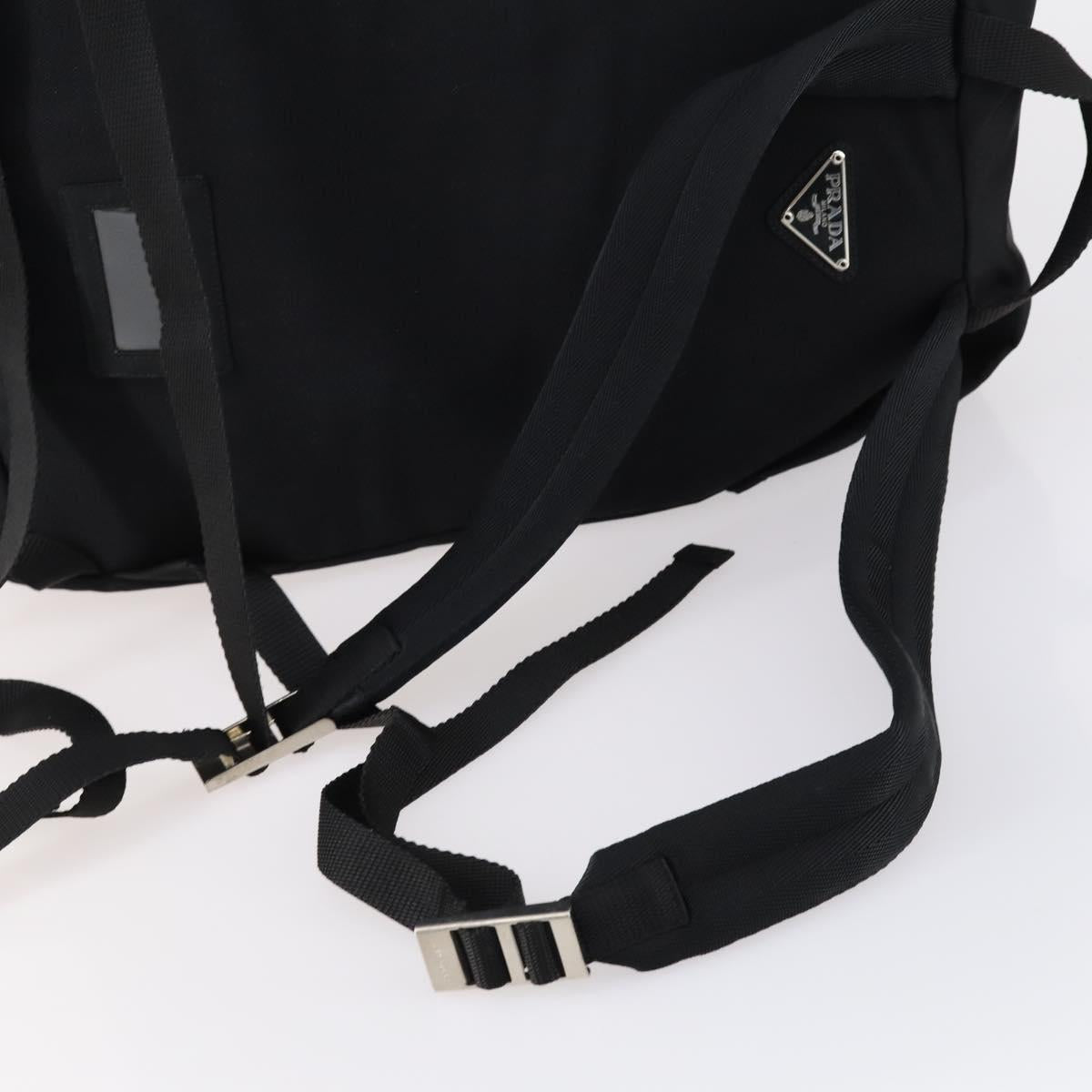 PRADA Backpack Nylon Black Silver Auth 148932