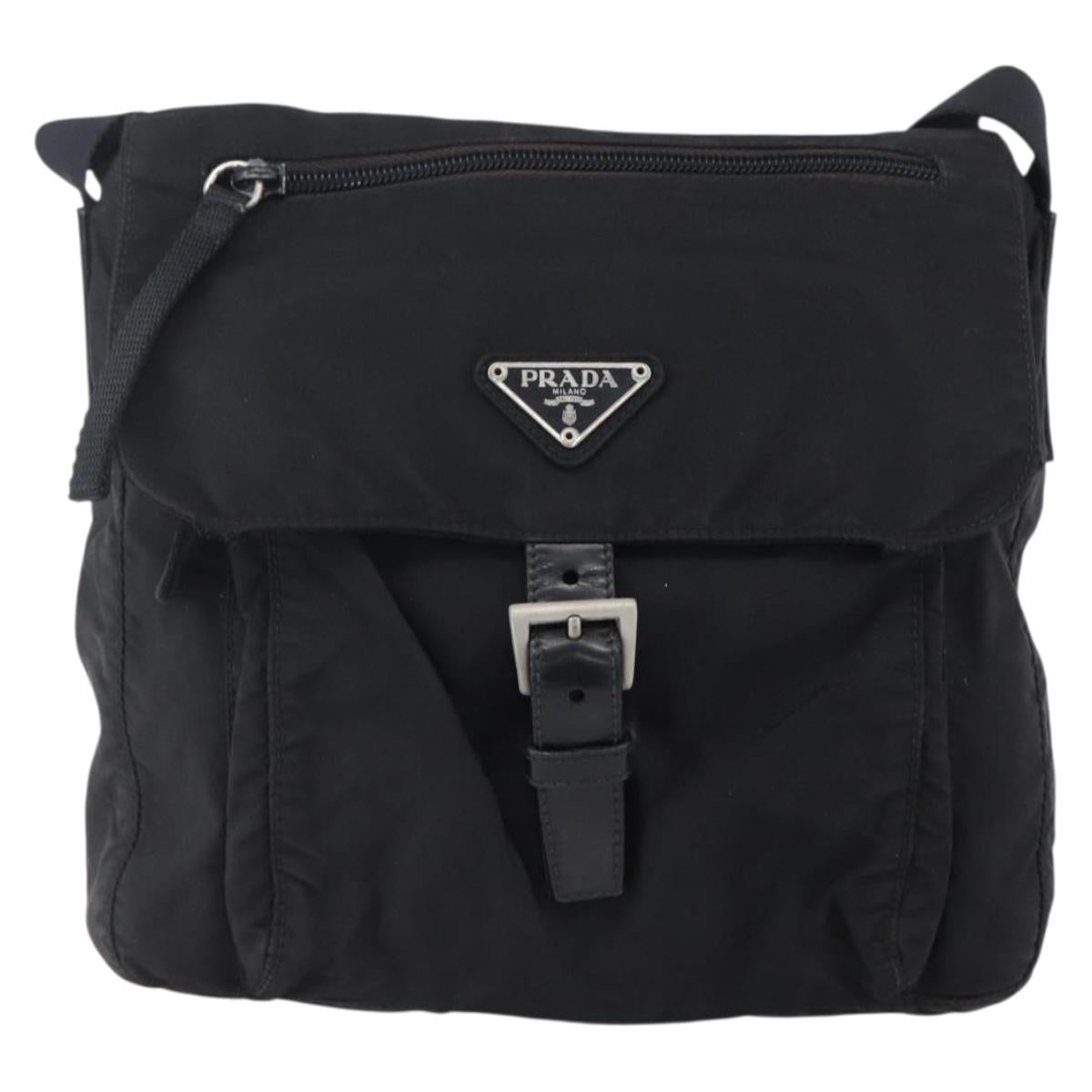 PRADA Shoulder Bag Nylon Black Auth 148933