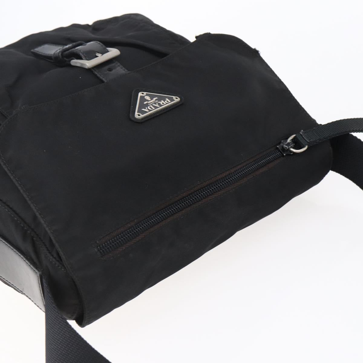 PRADA Shoulder Bag Nylon Black Auth 148933