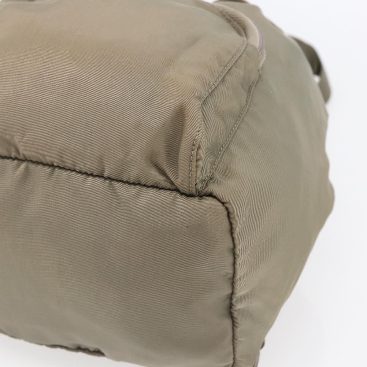 PRADA Backpack Nylon Beige Silver Auth 148934