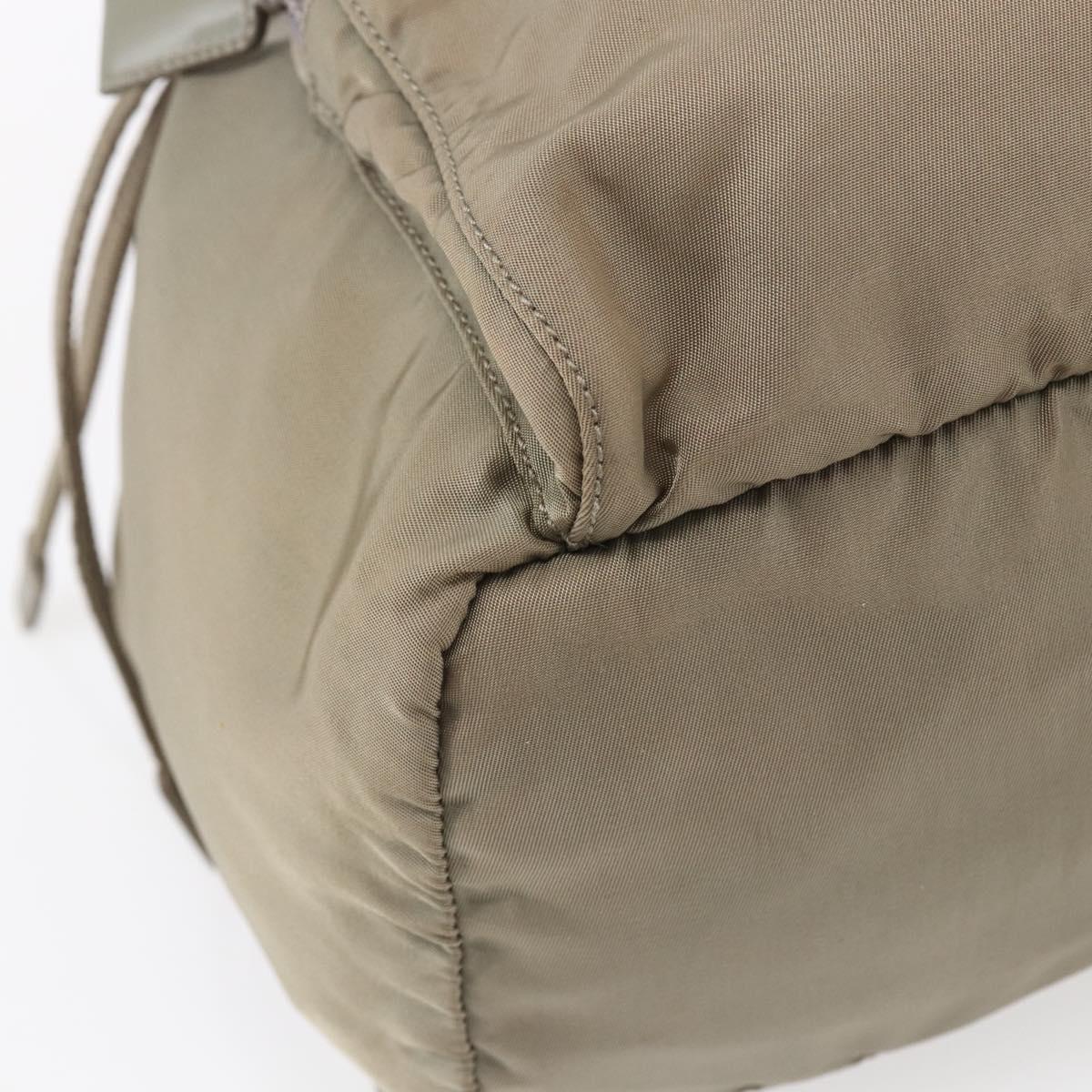 PRADA Backpack Nylon Beige Silver Auth 148934