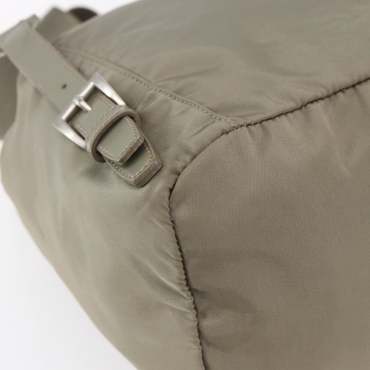 PRADA Backpack Nylon Beige Silver Auth 148934