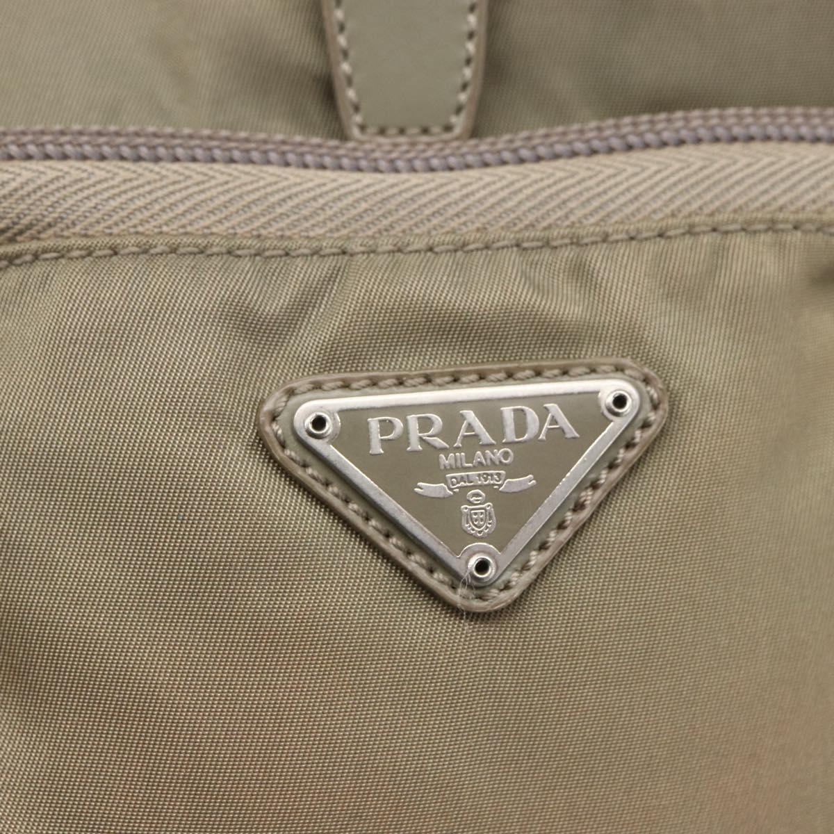 PRADA Backpack Nylon Beige Silver Auth 148934