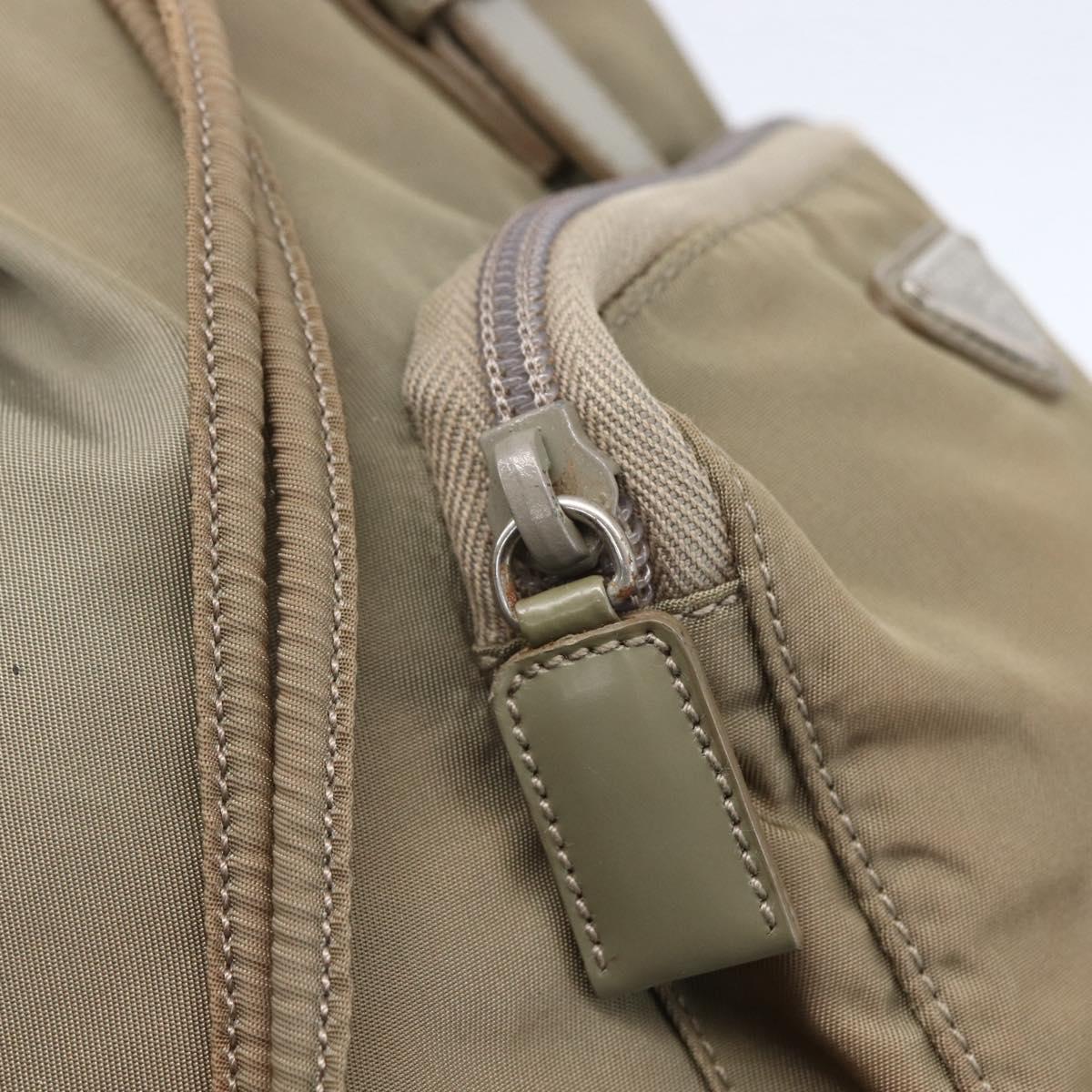 PRADA Backpack Nylon Beige Silver Auth 148934