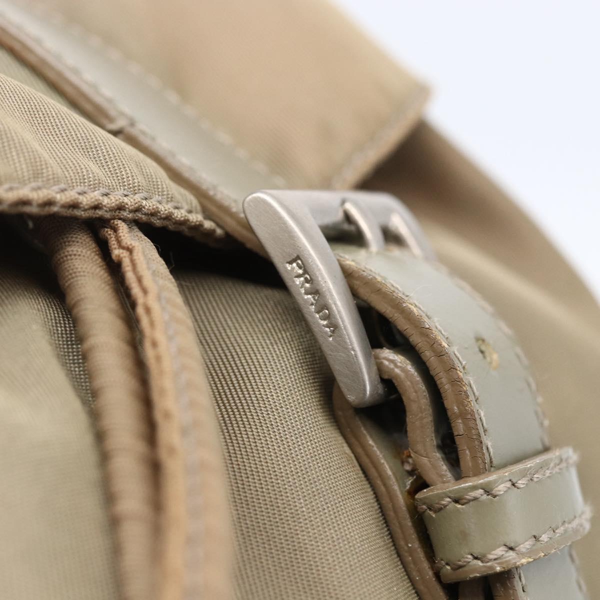 PRADA Backpack Nylon Beige Silver Auth 148934