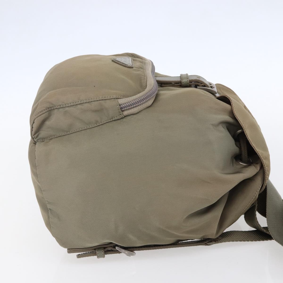 PRADA Backpack Nylon Beige Silver Auth 148934