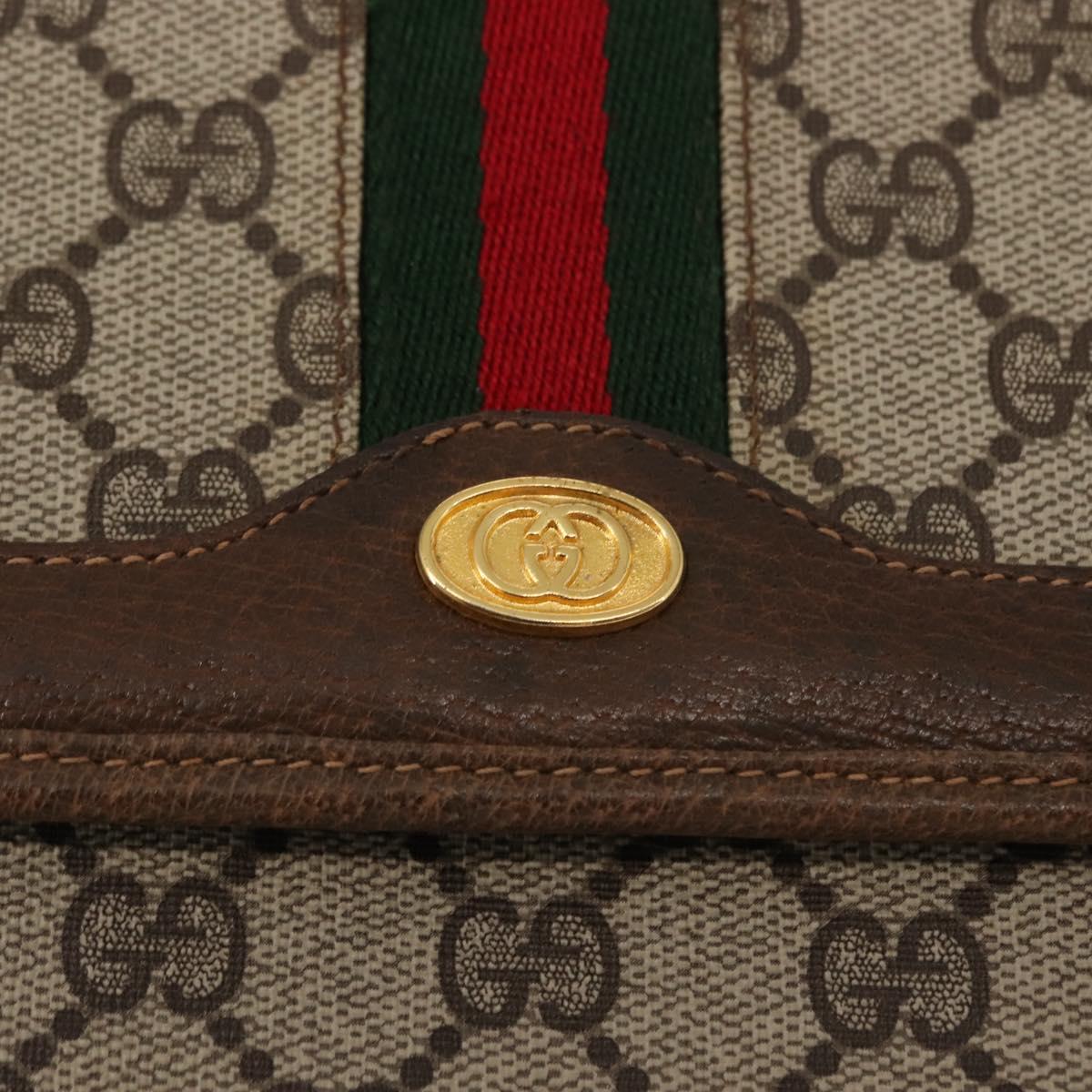 GUCCI GG Supreme Web Sherry Line Shoulder Bag PVC Beige 66 001 4461 Auth 148936