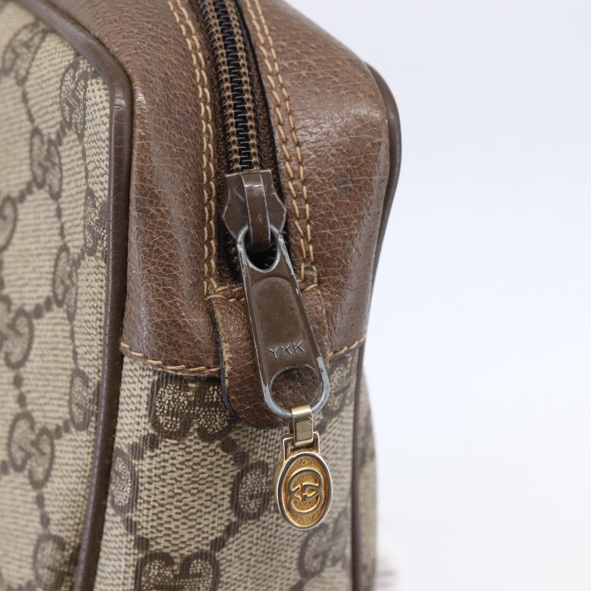 GUCCI GG Supreme Web Sherry Line Clutch Bag PVC Beige Gold 22 01 012 Auth 148937