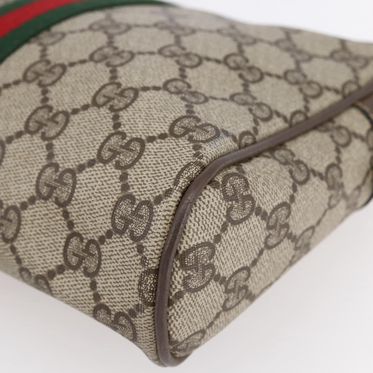GUCCI GG Supreme Web Sherry Line Clutch Bag PVC Beige Gold 22 01 012 Auth 148937