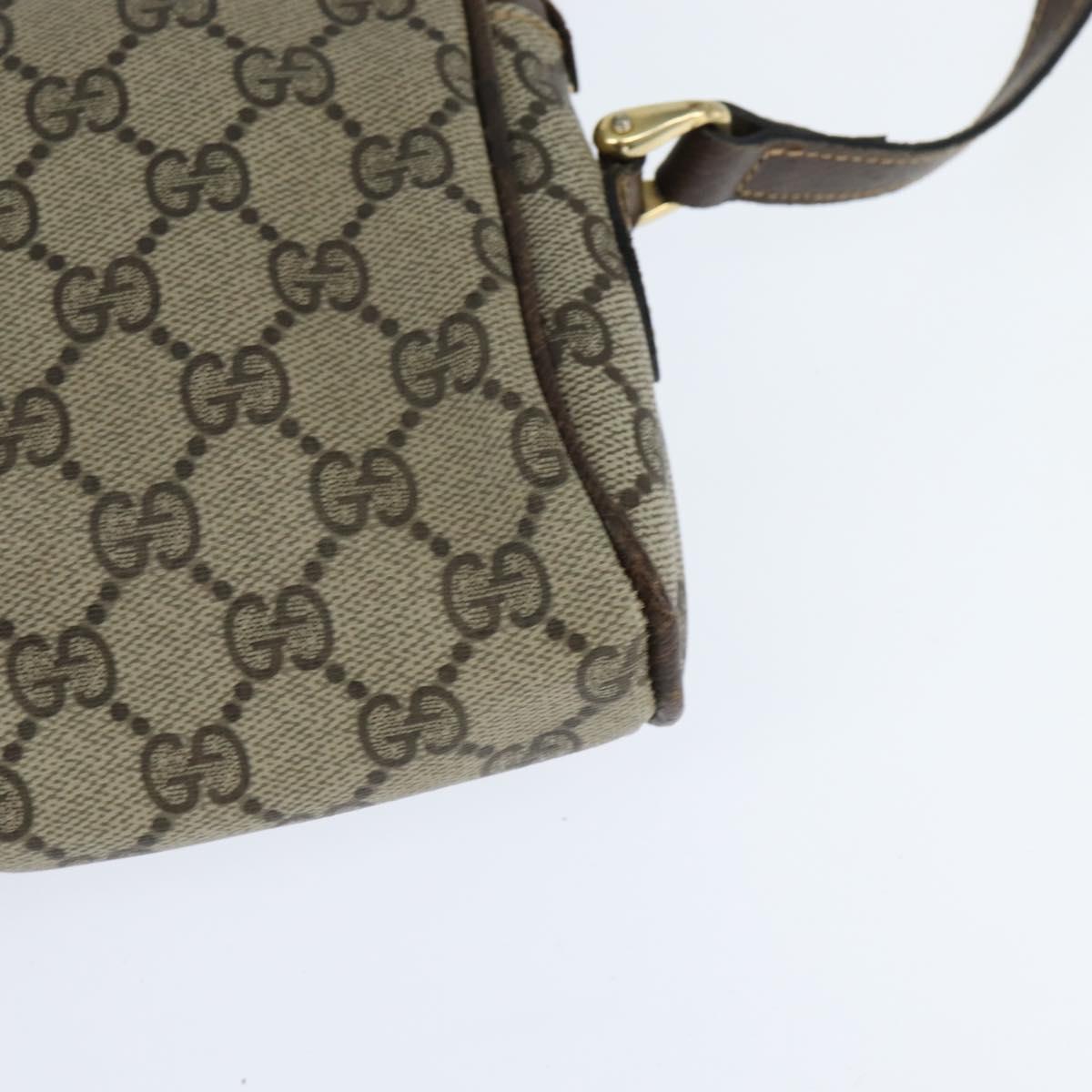 GUCCI GG Supreme Web Sherry Line Shoulder Bag PVC Beige Gold 010 378 Auth 148938