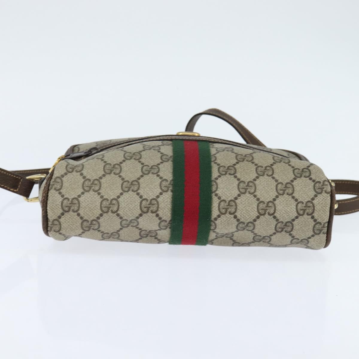 GUCCI GG Supreme Web Sherry Line Shoulder Bag PVC Beige Gold 010 378 Auth 148938