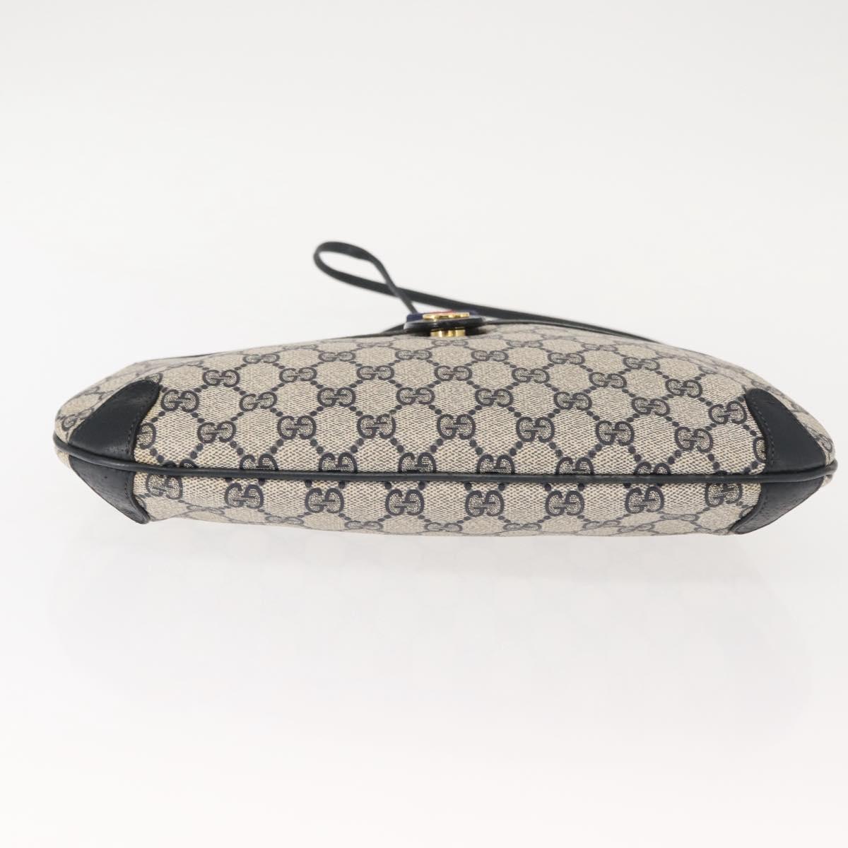 GUCCI GG Supreme Sherry Line Shoulder Bag PVC Navy Gold 39 02 026 Auth 148943