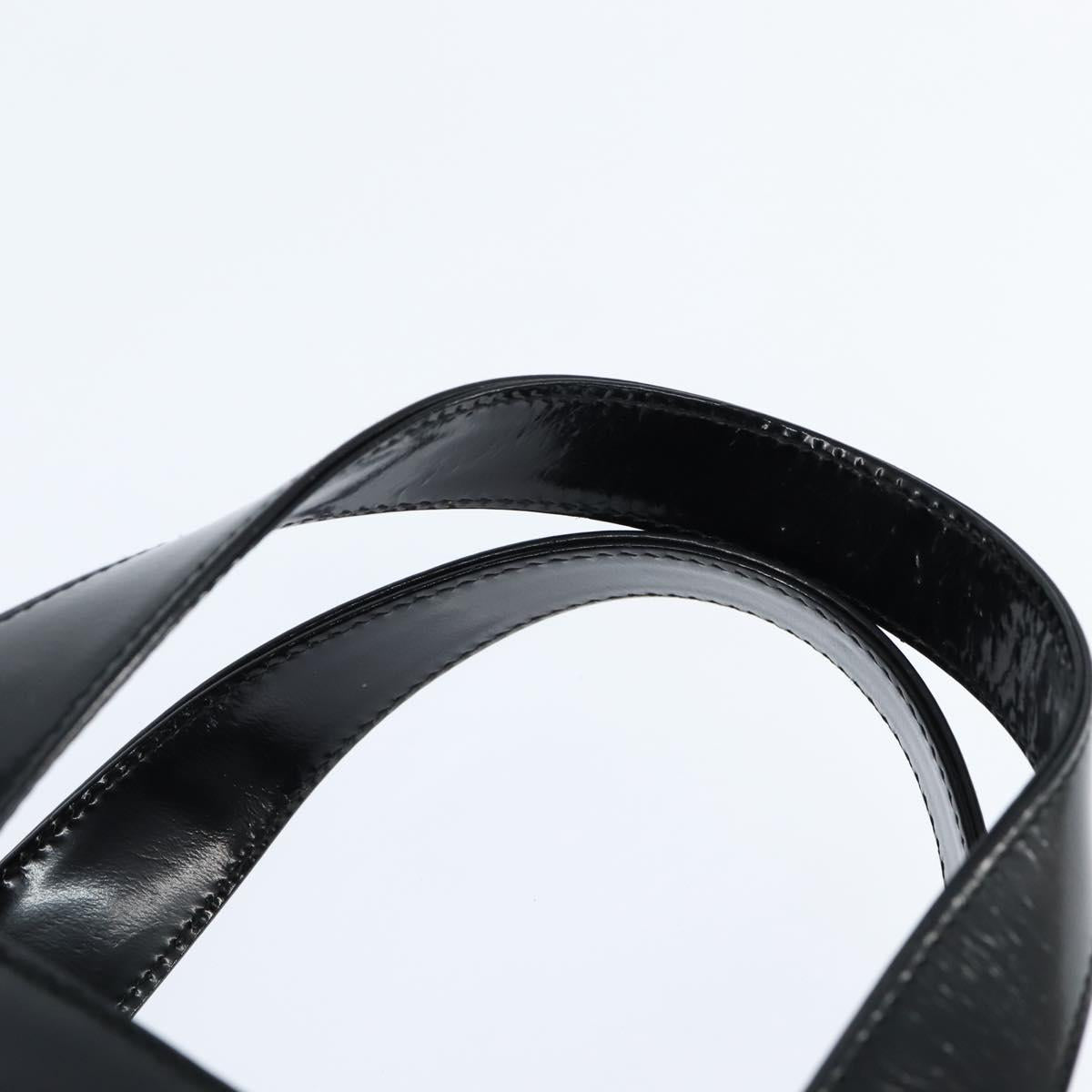 GUCCI Hand Bag Enamel Black 000 1013 0504 Auth 148949