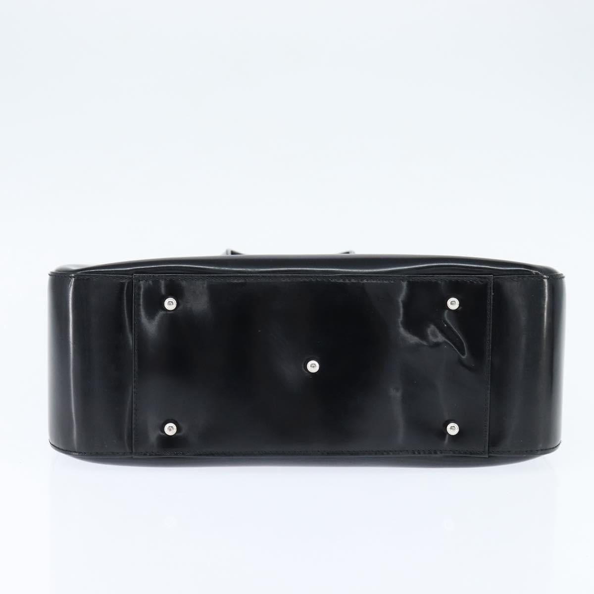 GUCCI Hand Bag Enamel Black 000 1013 0504 Auth 148949