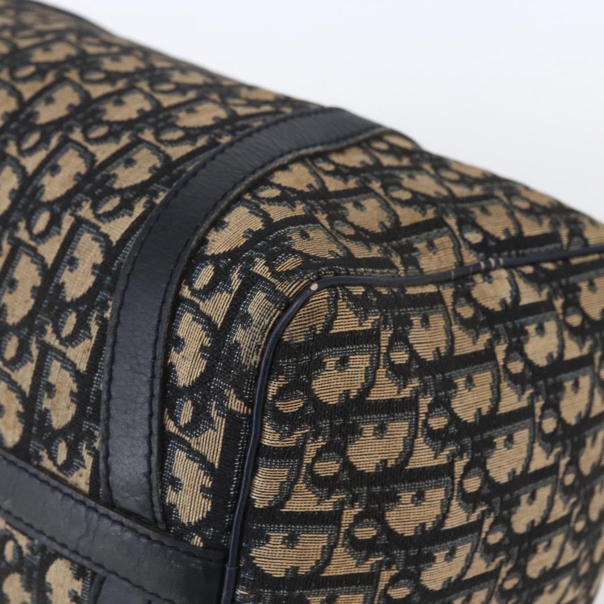 Christian Dior Trotter Canvas Boston Bag Navy Silver Auth 148951