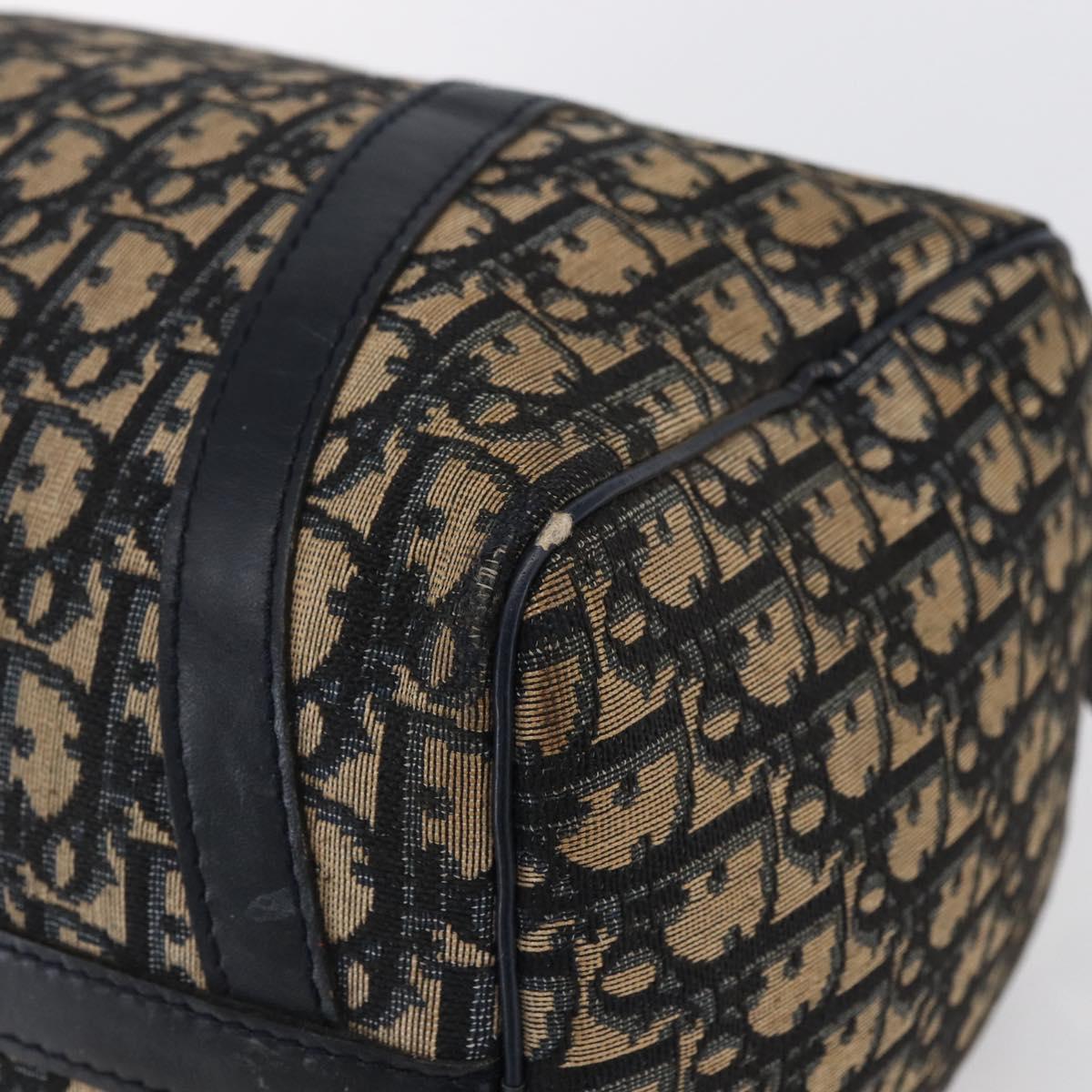 Christian Dior Trotter Canvas Boston Bag Navy Silver Auth 148951