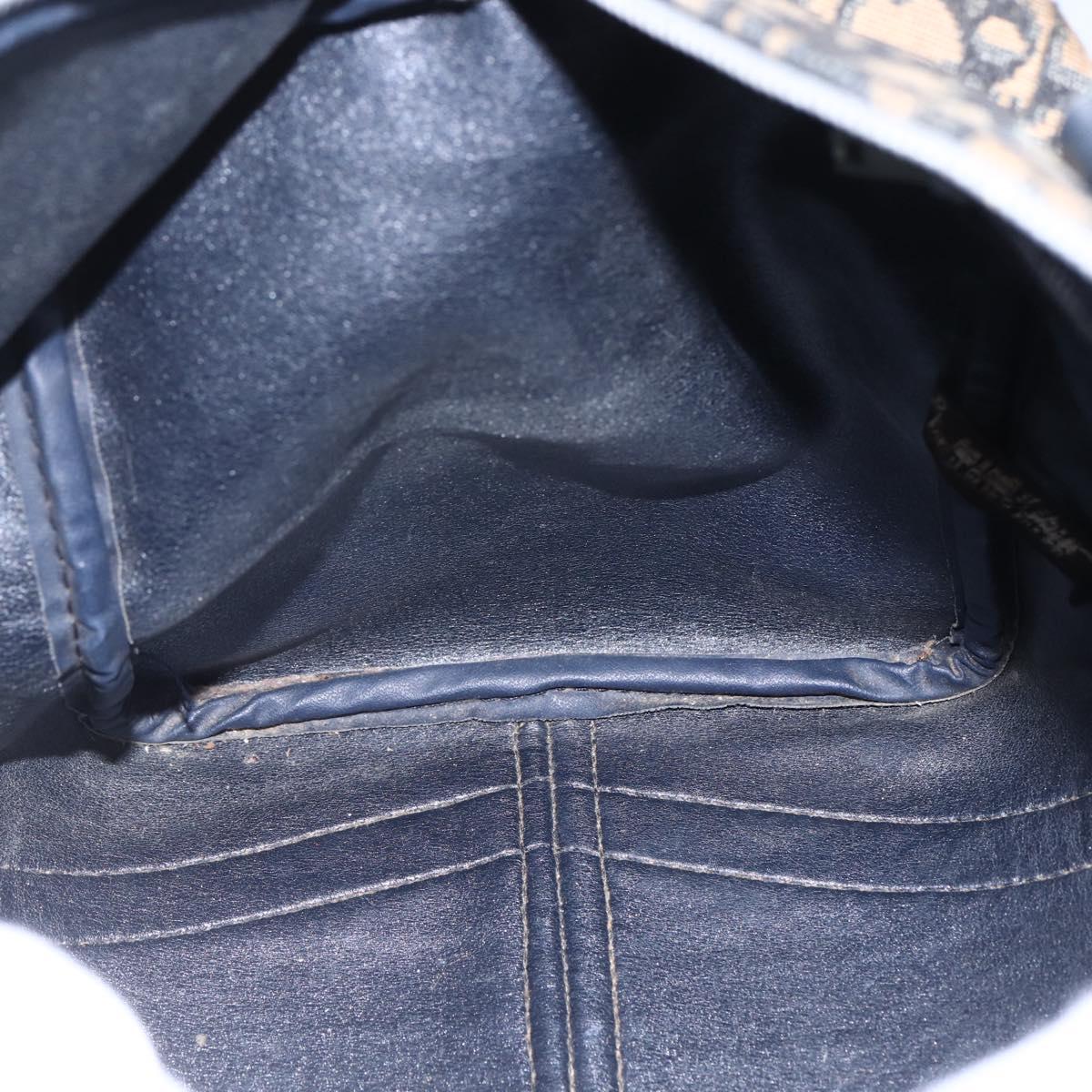 Christian Dior Trotter Canvas Boston Bag Navy Silver Auth 148951