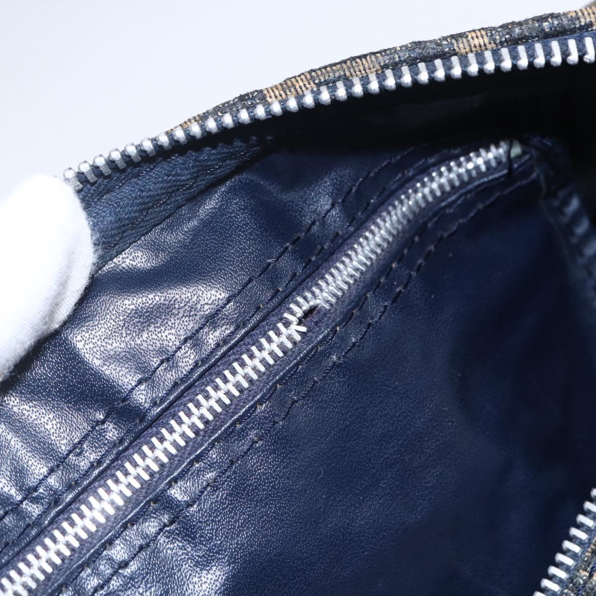 Christian Dior Trotter Canvas Boston Bag Navy Silver Auth 148951