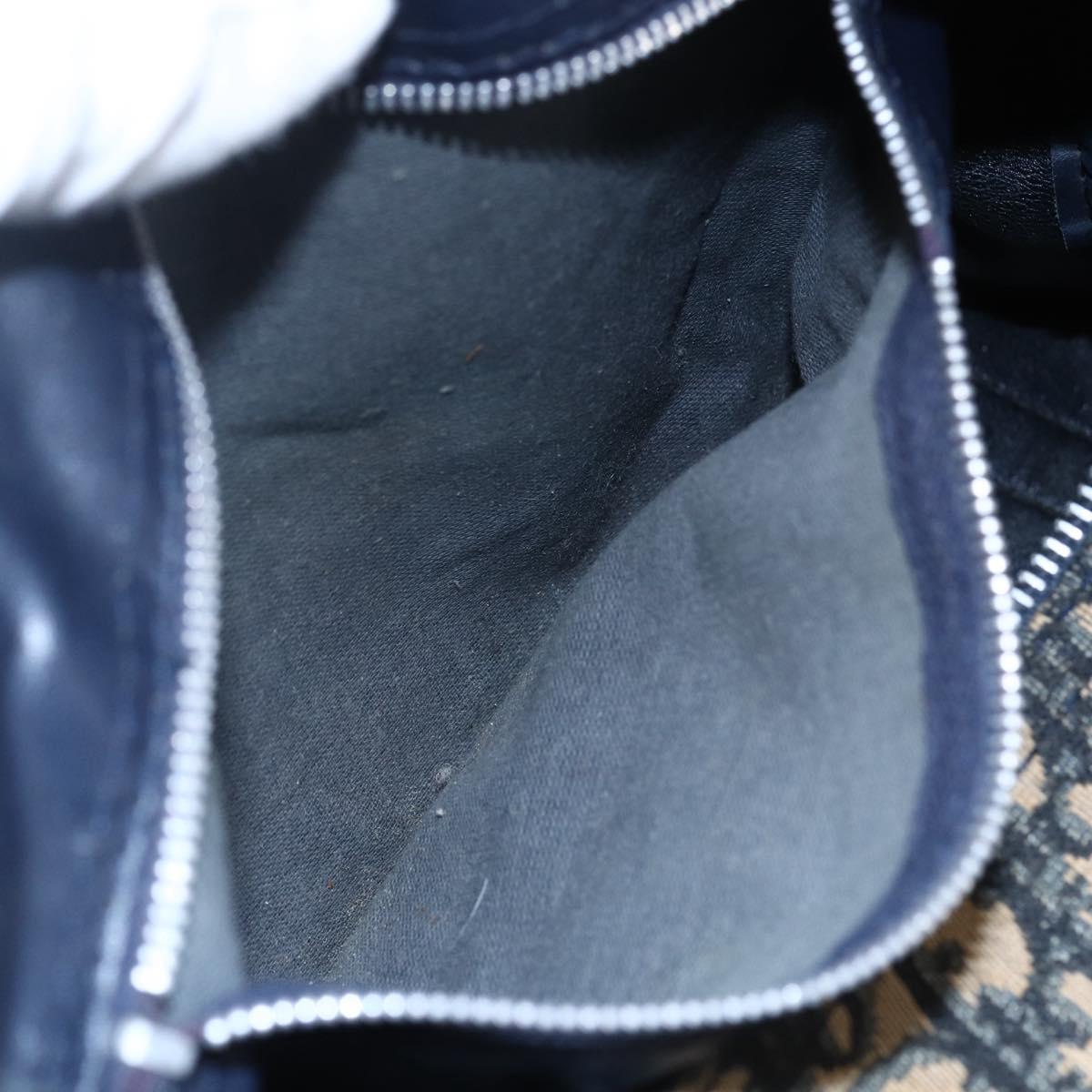 Christian Dior Trotter Canvas Boston Bag Navy Silver Auth 148951