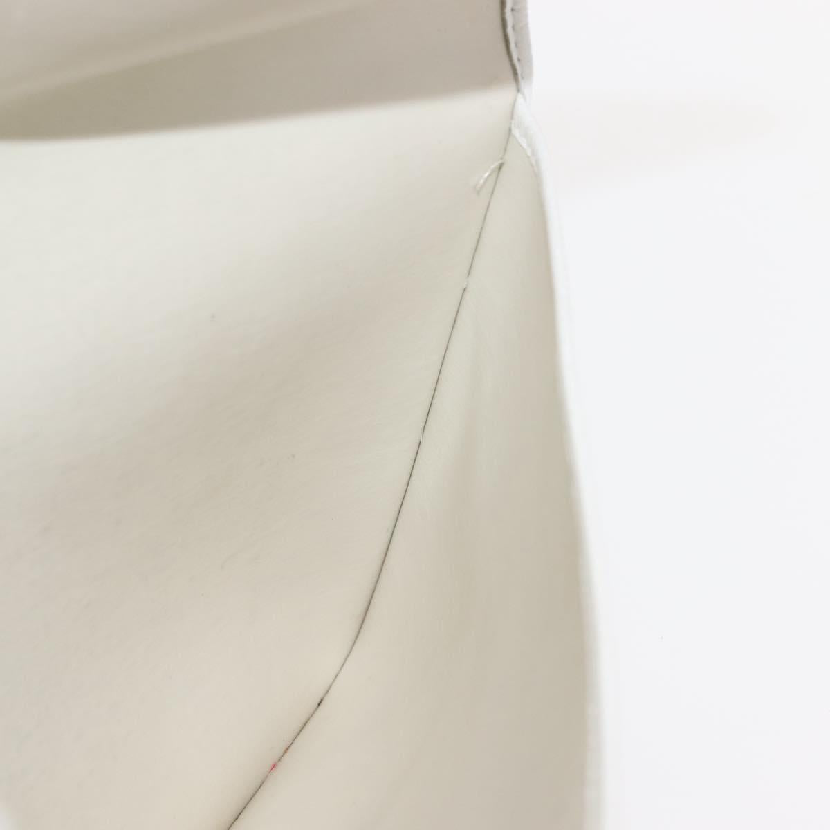 Christian Dior Honeycomb Canvas Clutch Bag PVC Leather White Gold Auth 148952