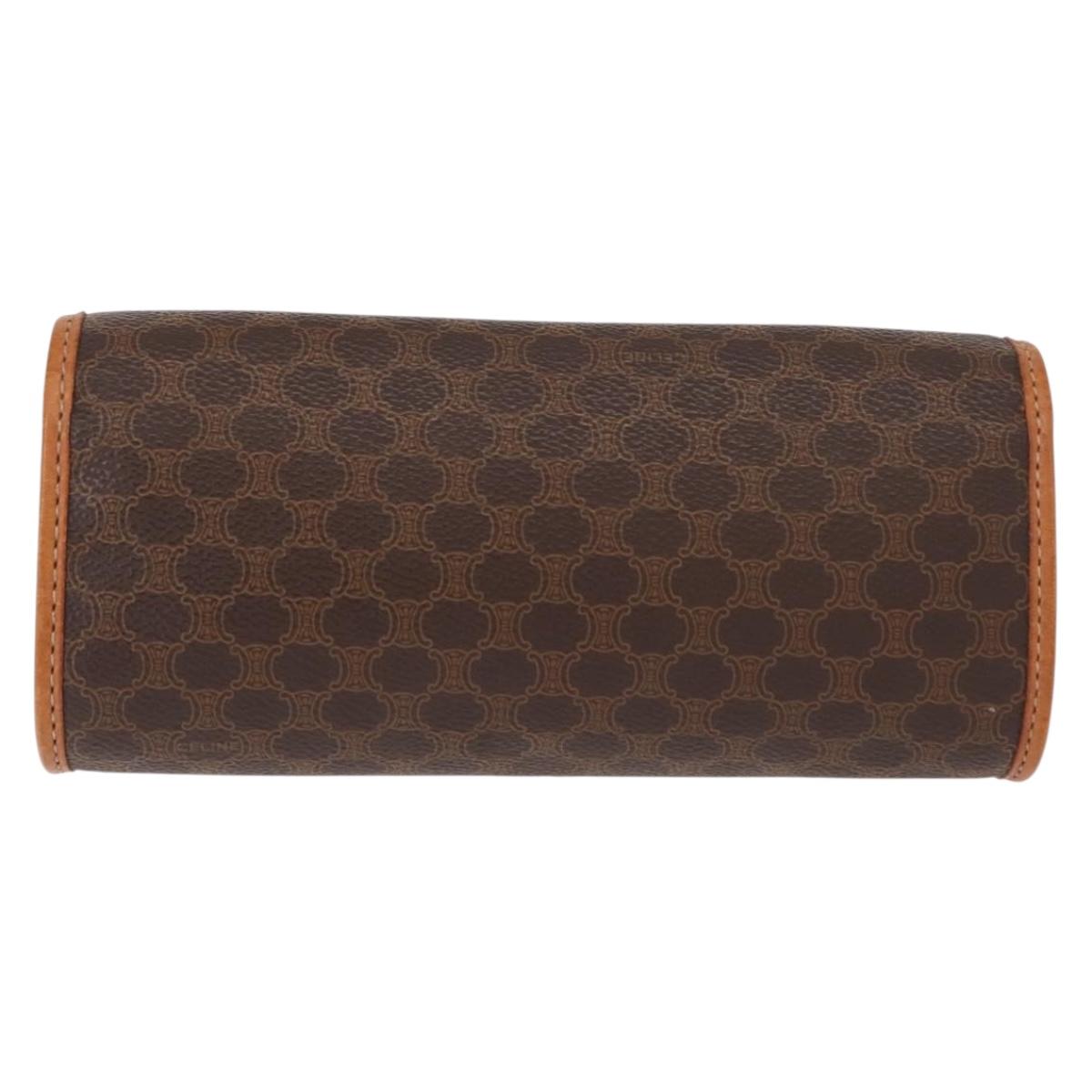 CELINE Macadam Canvas Pouch PVC Leather Brown Auth 148953