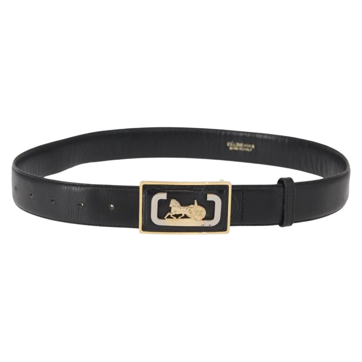 CELINE Belt Leather 31.5"" Black Auth 148954