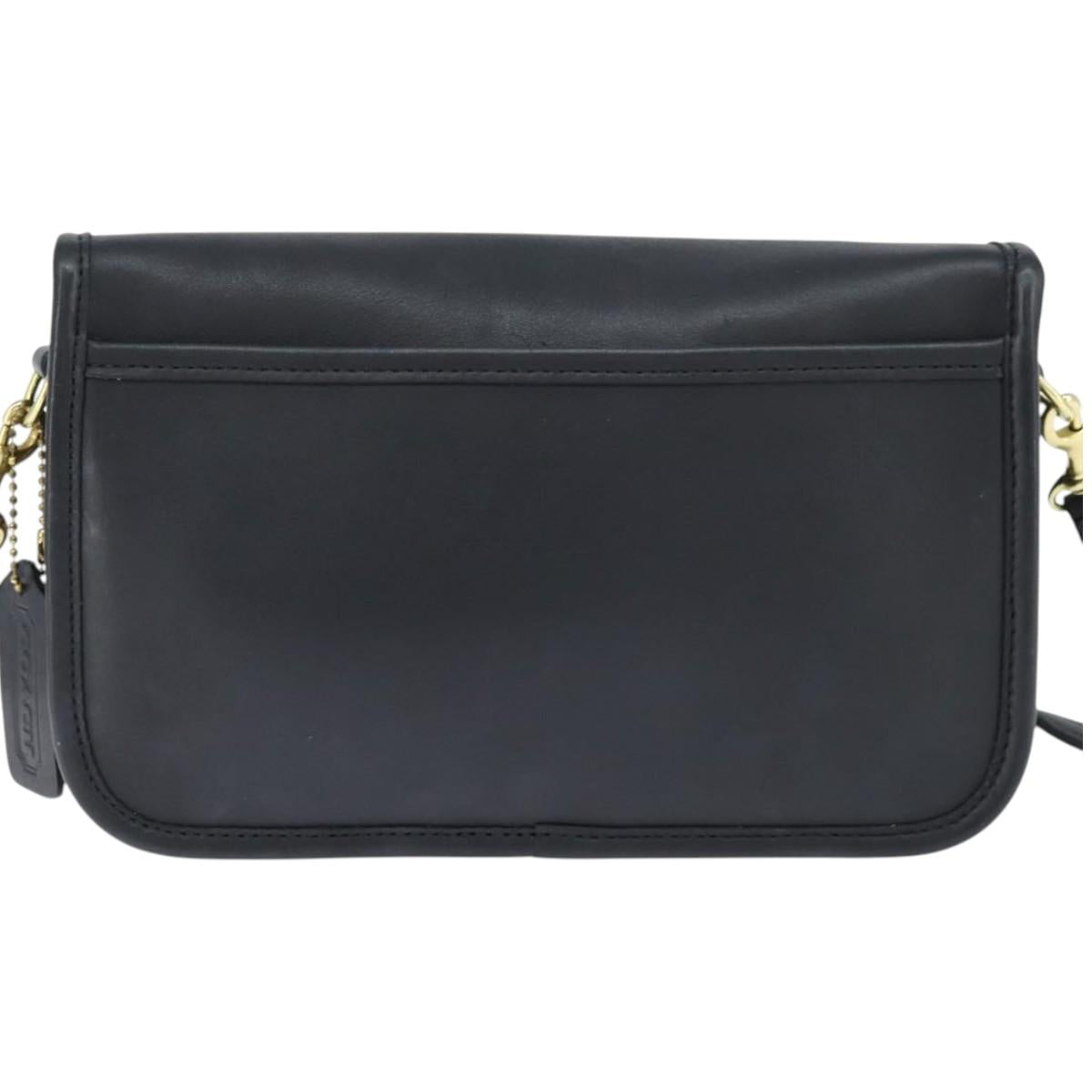 Coach Shoulder Bag Leather Black Gold Auth 148956