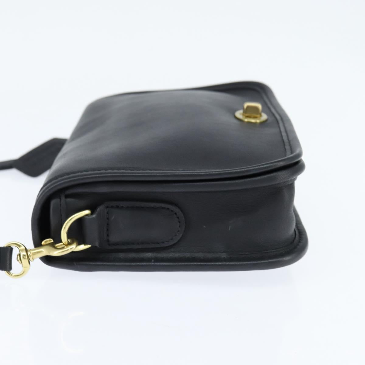 Coach Shoulder Bag Leather Black Gold Auth 148956