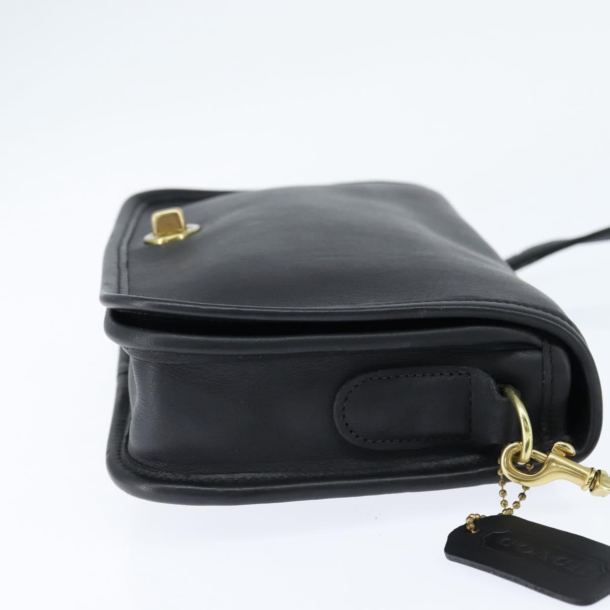 Coach Shoulder Bag Leather Black Gold Auth 148956