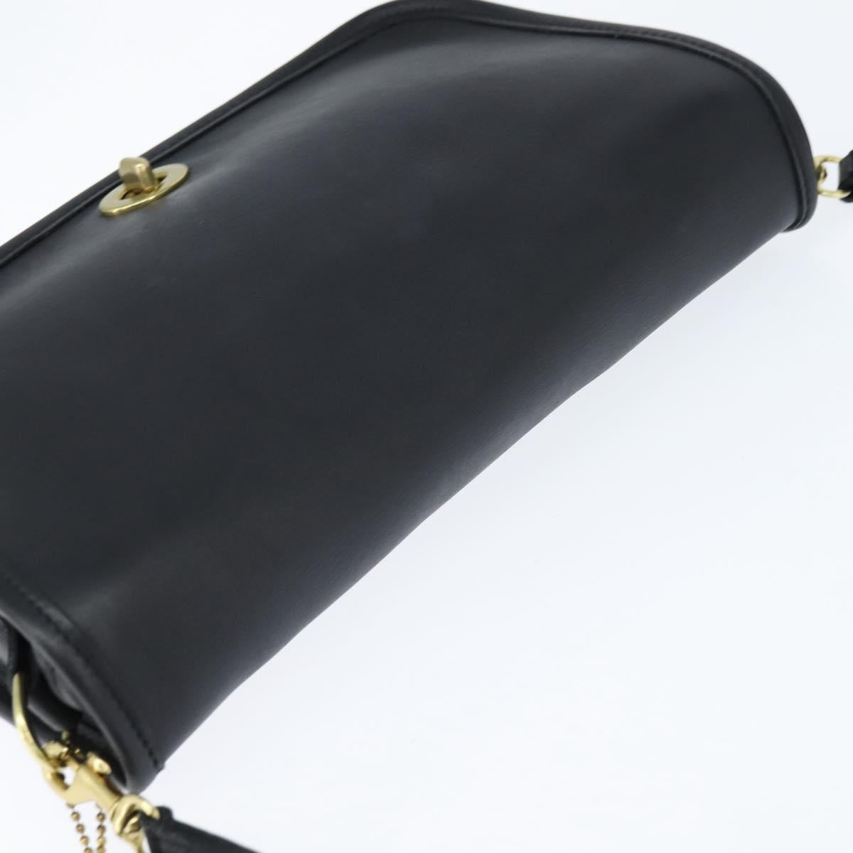 Coach Shoulder Bag Leather Black Gold Auth 148956