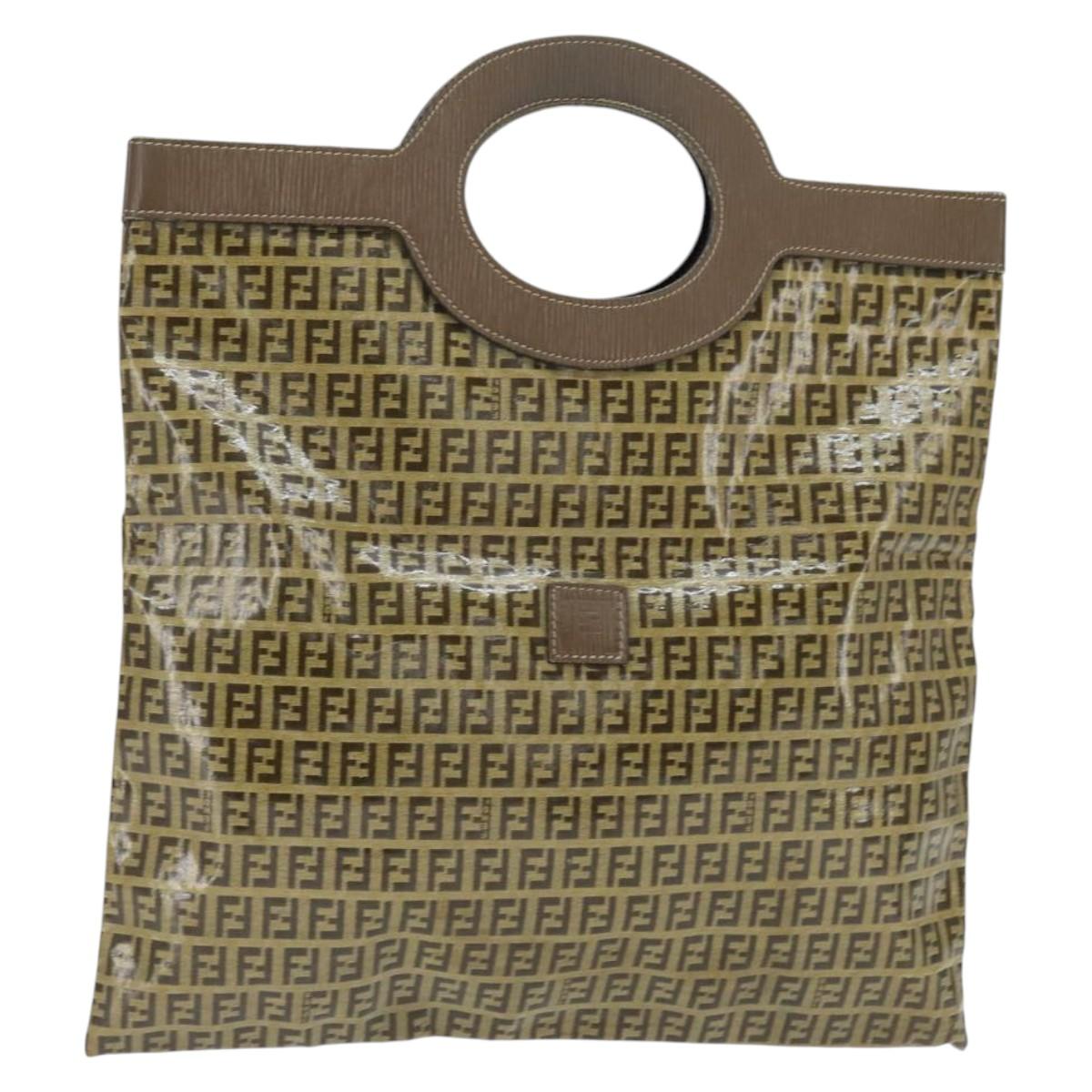 FENDI Zucchino Canvas Hand Bag Beige Auth 148960