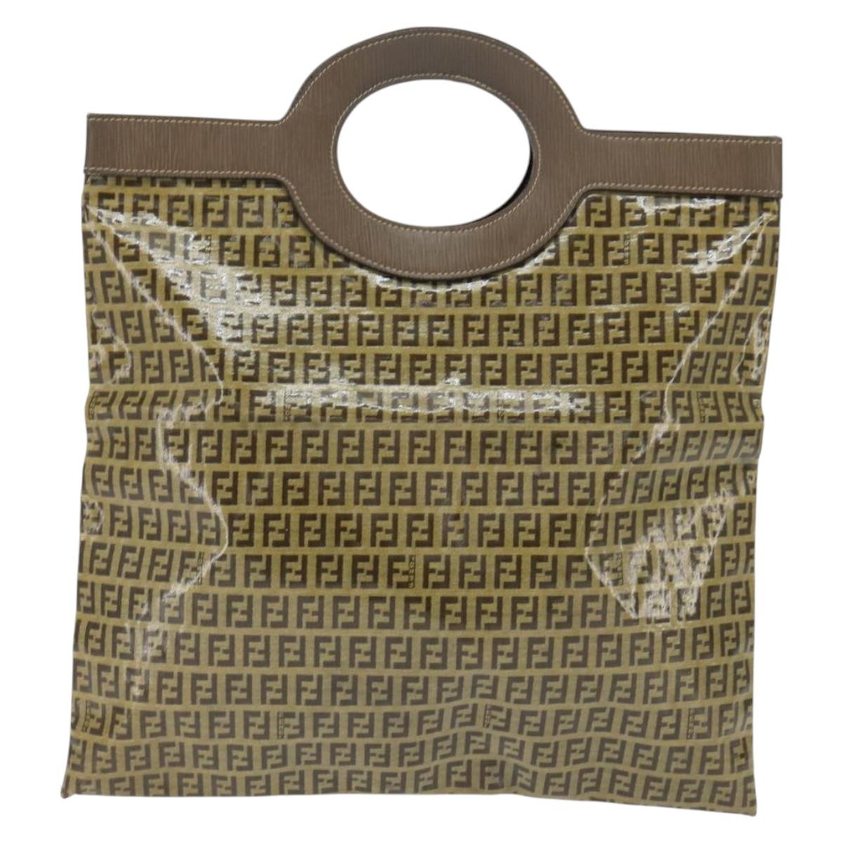 FENDI Zucchino Canvas Hand Bag Beige Auth 148960