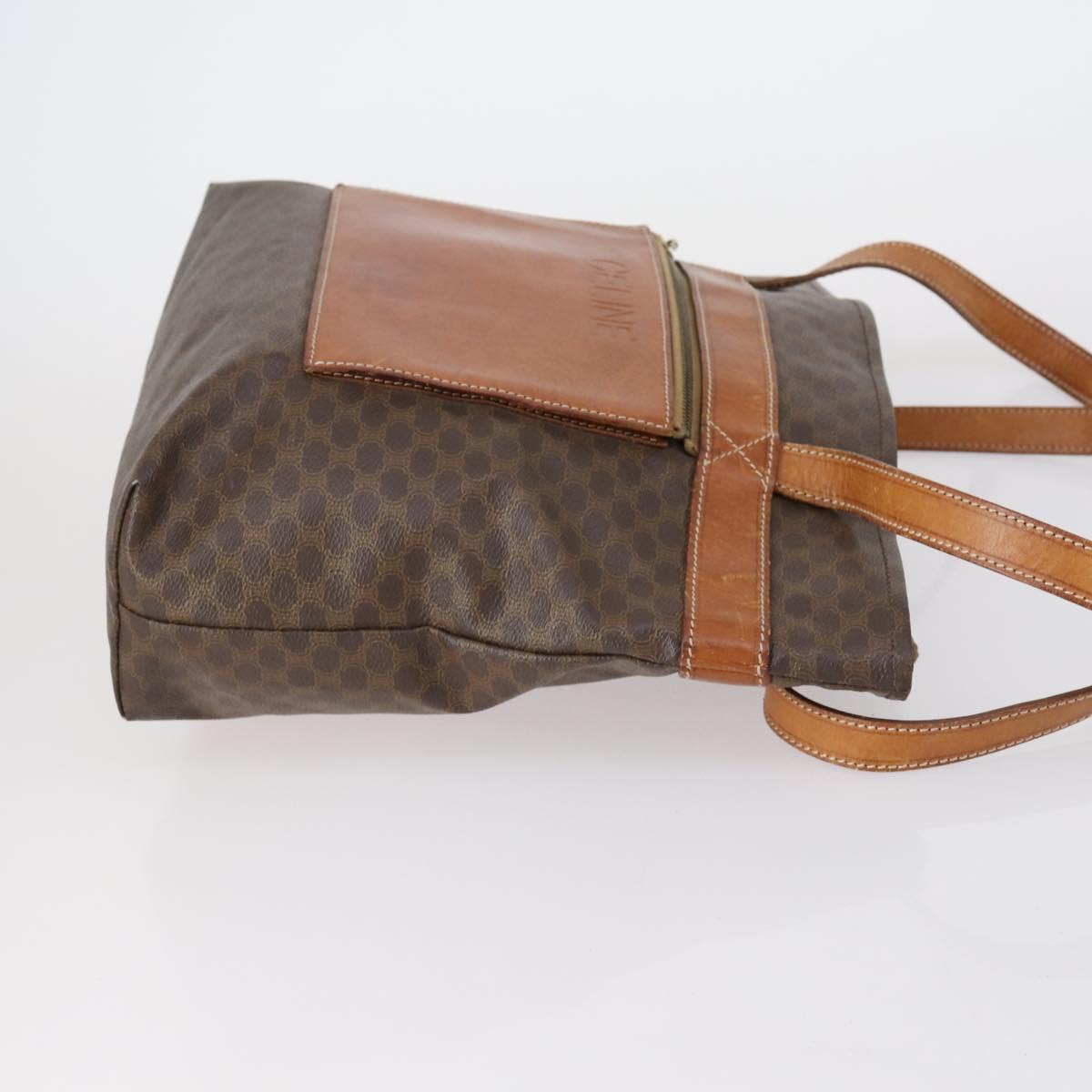 CELINE Macadam Canvas Shoulder Bag PVC 3 Set Beige Brown Auth 148968