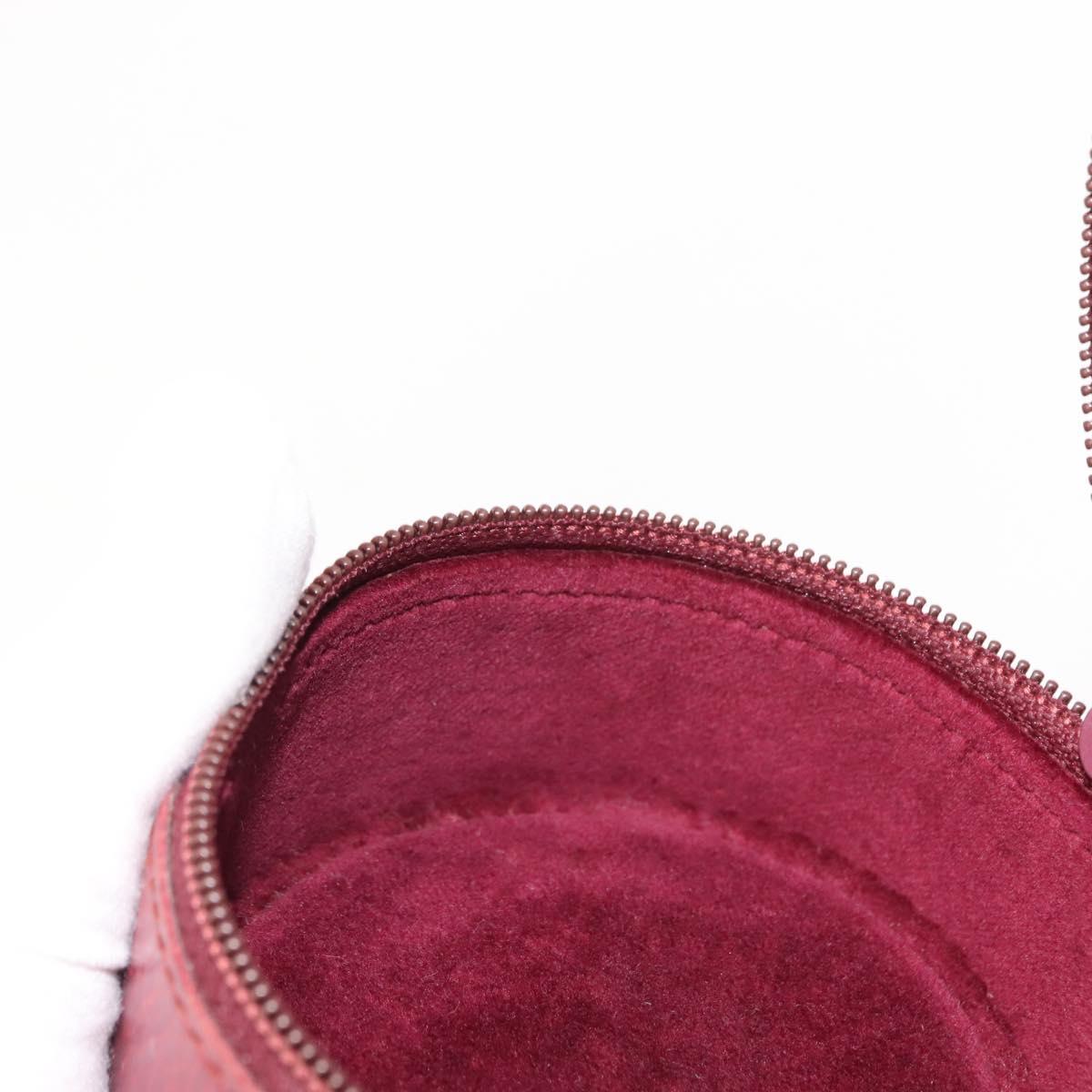 CARTIER Jewelry case Jewelry Box Leather Bordeaux Gold Auth 148970