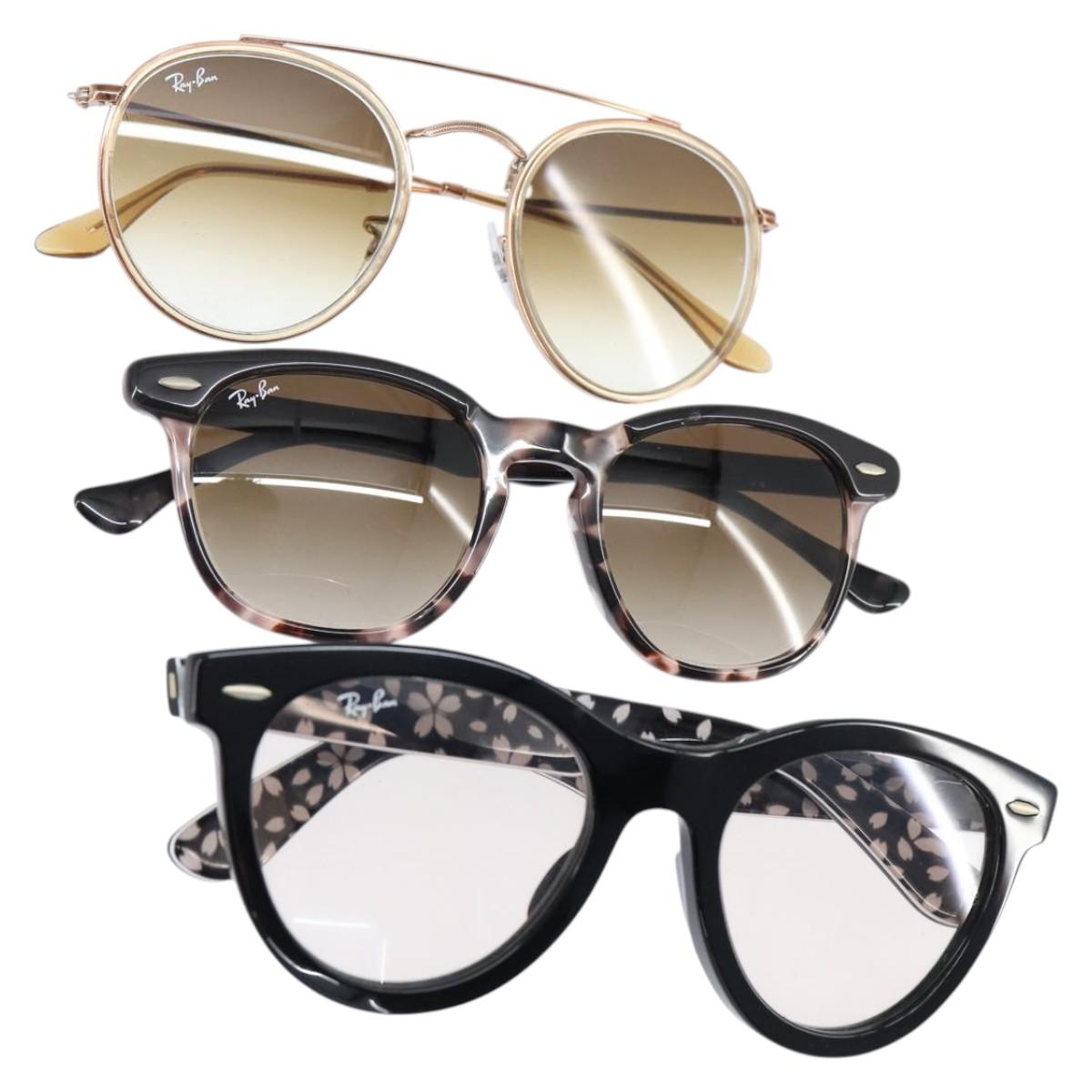 Ray-Ban Sunglasses plastic 3Set Black Auth 148976