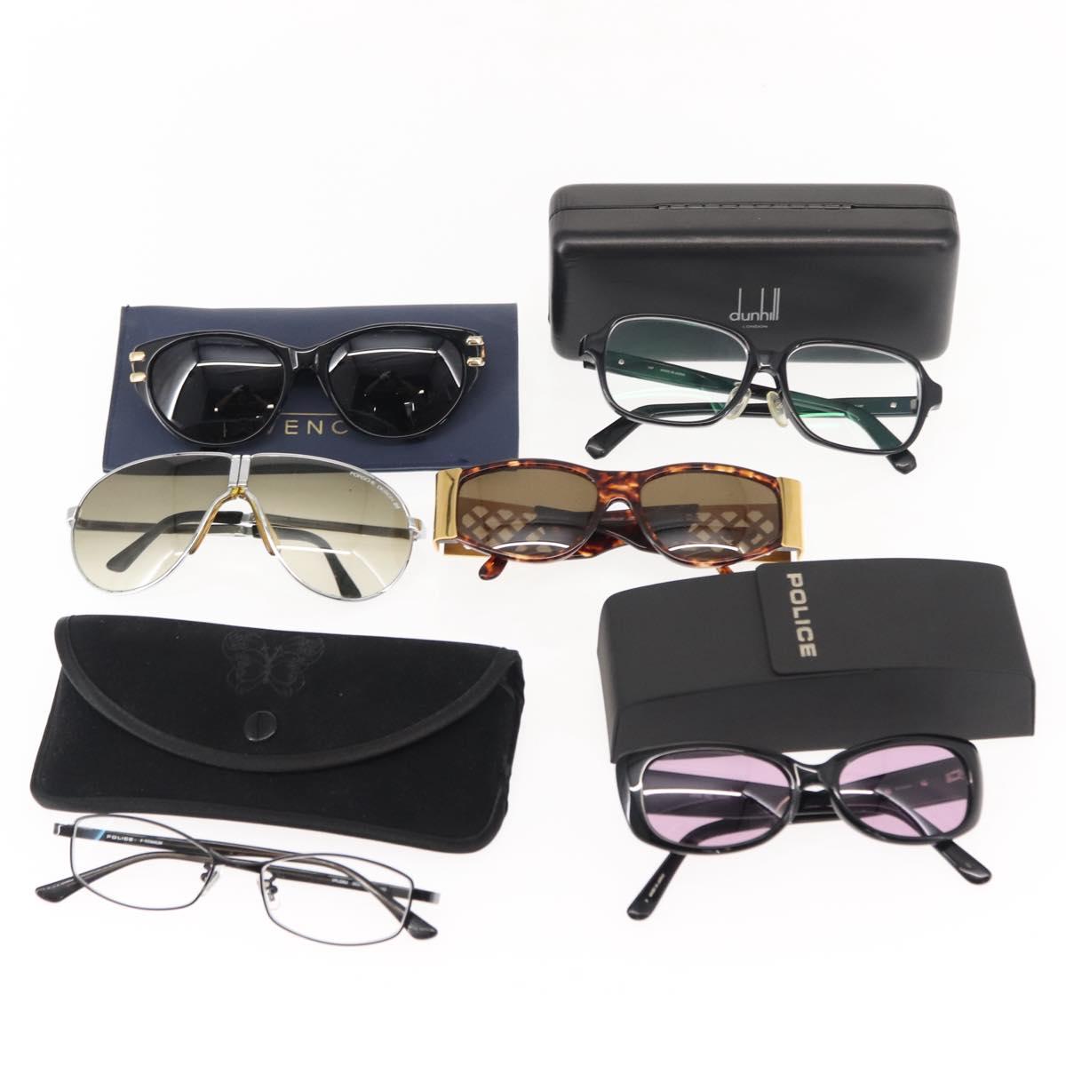 GIVENCHY POLICE Dunhill ANNA SUI Glasses plastic 6 Set Black Silver Auth 148982