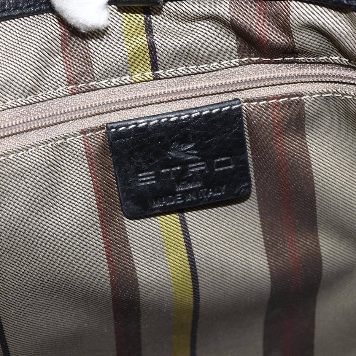 ETRO Tote Bag Leather Gold Black Auth 148984