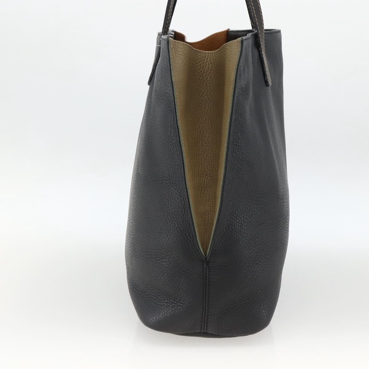 ETRO Tote Bag Leather Gold Black Auth 148984
